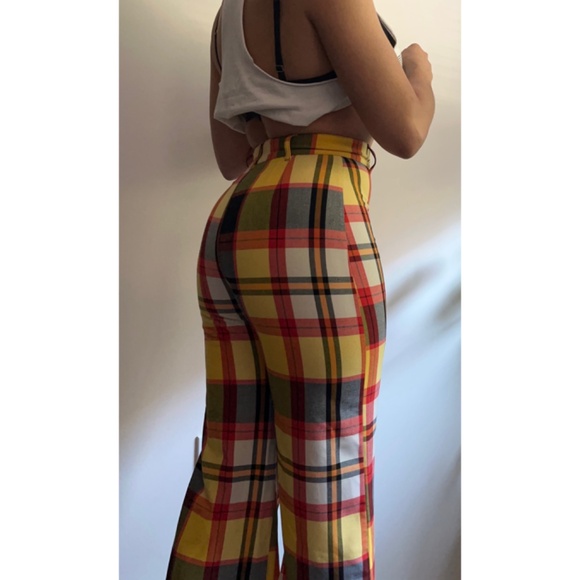Free People - Plaid Wide Leg Pants - Picture 2 of 6